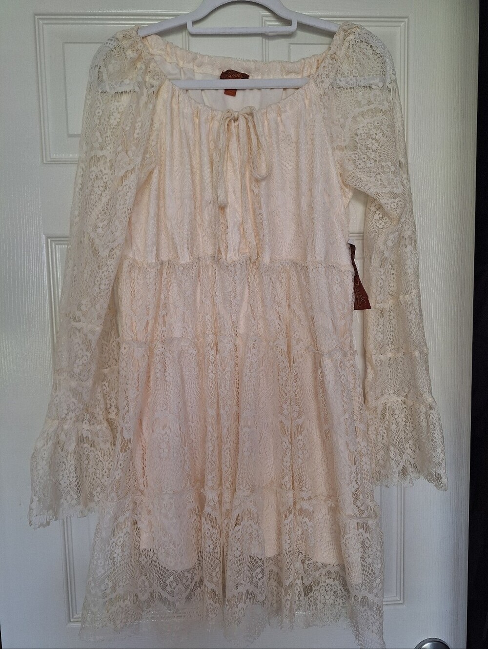 NWT Scully Honey Creek Lace Mini Dress M Ivory READ SMALL FLAW Flare Sleeve Boho